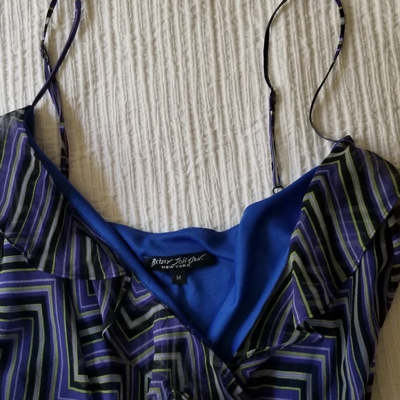 Betsey Johnson size M blue chevron wrap dress - Picture 2 of 5